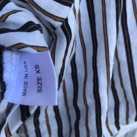 Petersyn Cellini Linen Blouse in Desert  Stripe size Xs Puff Sleeve Wrap Top - Picture 8 of 11